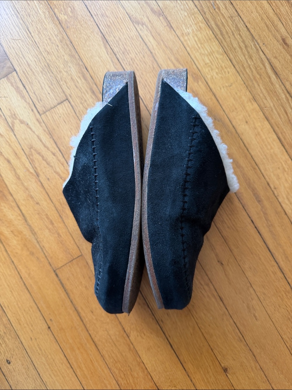 Jenni Kayne Shearling-Lined Black Suede Moc Clogs - Size EU 37 / US 7 - Picture 6 of 11